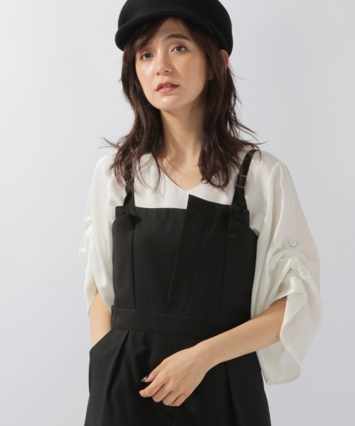 laboratory work(ラボラトリーワーク)の「パールピンアレンジ袖ブラウス(シャツ/ブラウス・レディース・ホワイト/ブラック/キャメル・MEDIUM)」の1枚目の写真