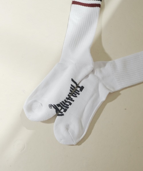 THRASHER（スラッシャー）の「MAG LOGO HI SOCKS/スラッシャー 靴下 ソックス ハイソックス ライン入り（ソックス/靴下・メンズ・ブラック/ホワイト/ホワイト×ネイビー・FREE）」の8枚目の写真