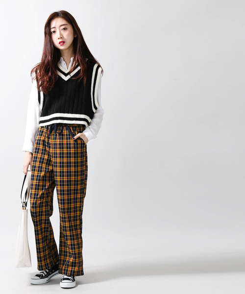 WEGO（ウィゴー）の「WEGO/チェックフレアパンツ（その他パンツ・レディース・ベージュ系その他2/イエロー系その他3・FREE）」の12枚目の写真