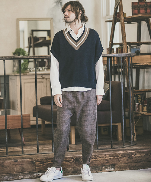 CAMBIO（カンビオ）の「mcg2405-チルデンルーズニットベスト（ベスト・メンズ・ブラック/グレー/ネイビー・S/M/L）」の14枚目の写真