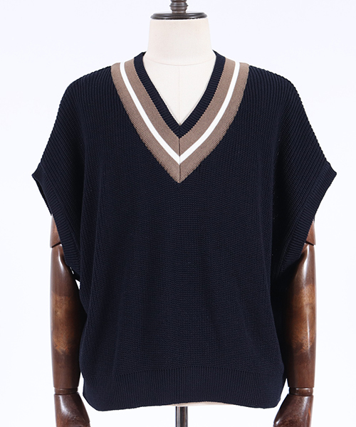 CAMBIO（カンビオ）の「mcg2405-チルデンルーズニットベスト（ベスト・メンズ・ブラック/グレー/ネイビー・S/M/L）」の8枚目の写真