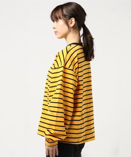 DING（ディング）の「DING/ボーダーロンT（Tシャツ/カットソー・レディース・グリーン/イエロー/ホワイト・FREE）」の8枚目の写真