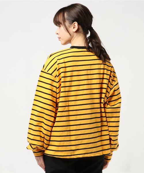 DING（ディング）の「DING/ボーダーロンT（Tシャツ/カットソー・レディース・グリーン/イエロー/ホワイト・FREE）」の11枚目の写真