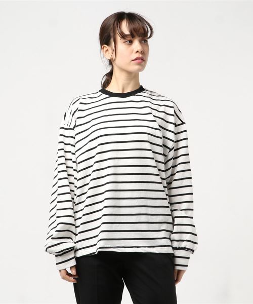 DING（ディング）の「DING/ボーダーロンT（Tシャツ/カットソー・レディース・グリーン/イエロー/ホワイト・FREE）」の7枚目の写真