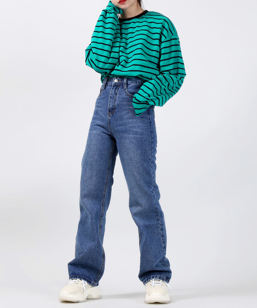 DING（ディング）の「DING/ボーダーロンT（Tシャツ/カットソー・レディース・グリーン/イエロー/ホワイト・FREE）」の16枚目の写真