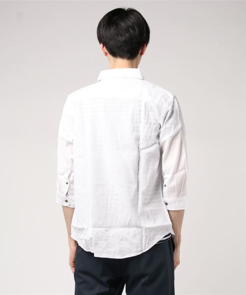 JEANS MATE(ジーンズメイト)の「7分袖アンサンブル(シャツ/ブラウス・メンズ・ブラック/ホワイト/ブルー・LARGE/MEDIUM)」の5枚目の写真