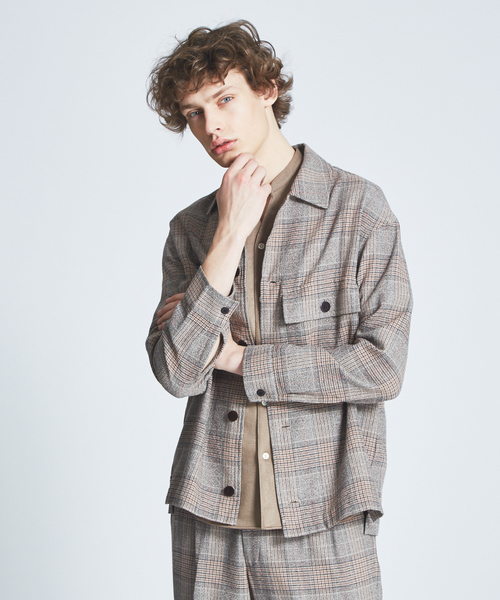 ABAHOUSE（アバハウス）の「ブークレーグレンチェックシャツブルゾン（シャツ/ブラウス・メンズ・ベージュ/ブラウン・44/46/48）」の2枚目の写真