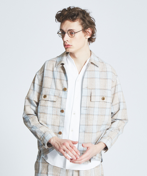 ABAHOUSE（アバハウス）の「ブークレーグレンチェックシャツブルゾン（シャツ/ブラウス・メンズ・ベージュ/ブラウン・44/46/48）」の18枚目の写真