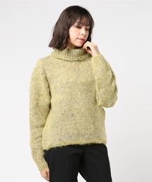 【08sircus】Melange Wool Tucked Sleeve High-Neck