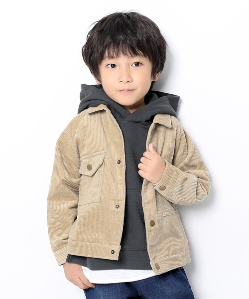 devirock（デビロック）の「ビッグシルエットコーデュロイジャケット（その他アウター・キッズ・カーキ/パープル系その他/モカ/ベージュ/ブラック・160cm/150cm/130cm/140cm/120cm/100cm/110cm）」の4枚目の写真