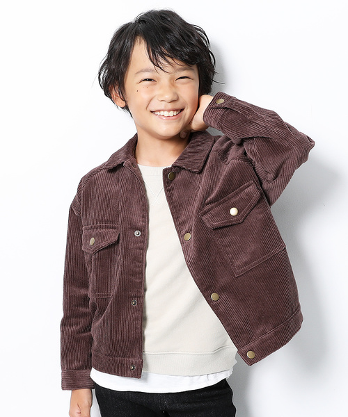 devirock（デビロック）の「ビッグシルエットコーデュロイジャケット（その他アウター・キッズ・カーキ/パープル系その他/モカ/ベージュ/ブラック・160cm/150cm/130cm/140cm/120cm/100cm/110cm）」の2枚目の写真