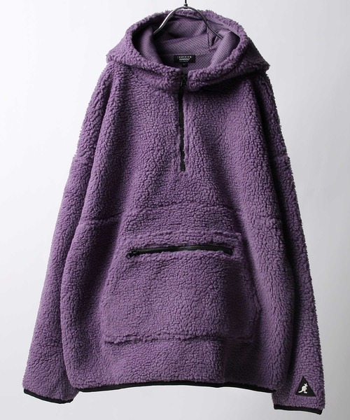 KANGOL（カンゴール）の「【KANGOL】 シープボア フリース ハーフジップ ビッグ アノラック ブルゾン / ボアジャケット（ブルゾン・メンズ・ブラウン/カーキ/ベージュ/オフホワイト/ブラック/ブルー/パープル/ブラック×ホワイト/ベージュ系・SMALL/MEDIUM/LARGE/X-LARGE）」の9枚目の写真