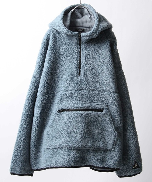 KANGOL（カンゴール）の「【KANGOL】 シープボア フリース ハーフジップ ビッグ アノラック ブルゾン / ボアジャケット（ブルゾン・メンズ・ブラウン/カーキ/ベージュ/オフホワイト/ブラック/ブルー/パープル/ブラック×ホワイト/ベージュ系・SMALL/MEDIUM/LARGE/X-LARGE）」の8枚目の写真