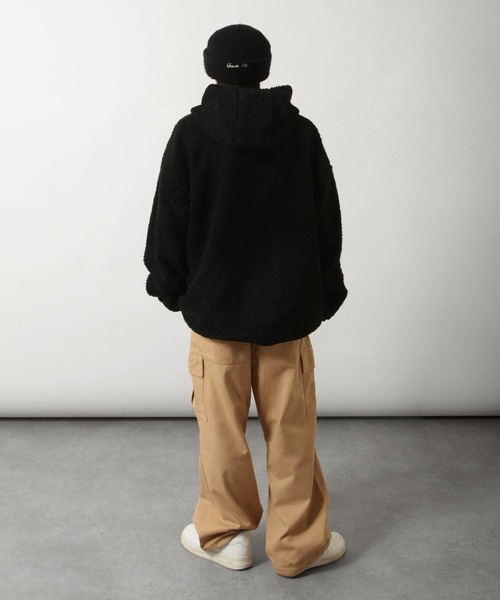 KANGOL（カンゴール）の「【KANGOL】 シープボア フリース ハーフジップ ビッグ アノラック ブルゾン / ボアジャケット（ブルゾン・メンズ・ブラウン/カーキ/ベージュ/オフホワイト/ブラック/ブルー/パープル/ブラック×ホワイト/ベージュ系・SMALL/MEDIUM/LARGE/X-LARGE）」の21枚目の写真