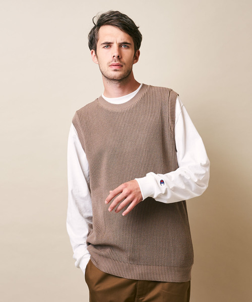 ADPOSION（アドポーション）の「【日本製】片畦編み ニットベスト（ベスト・メンズ・ブラック/ネイビー/ブラウン・MEDIUM/LARGE）」の20枚目の写真