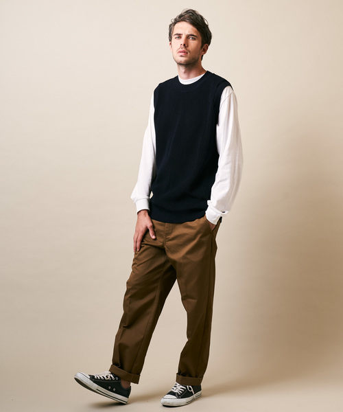 ADPOSION（アドポーション）の「【日本製】片畦編み ニットベスト（ベスト・メンズ・ブラック/ネイビー/ブラウン・MEDIUM/LARGE）」の13枚目の写真