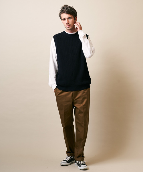 ADPOSION（アドポーション）の「【日本製】片畦編み ニットベスト（ベスト・メンズ・ブラック/ネイビー/ブラウン・MEDIUM/LARGE）」の18枚目の写真