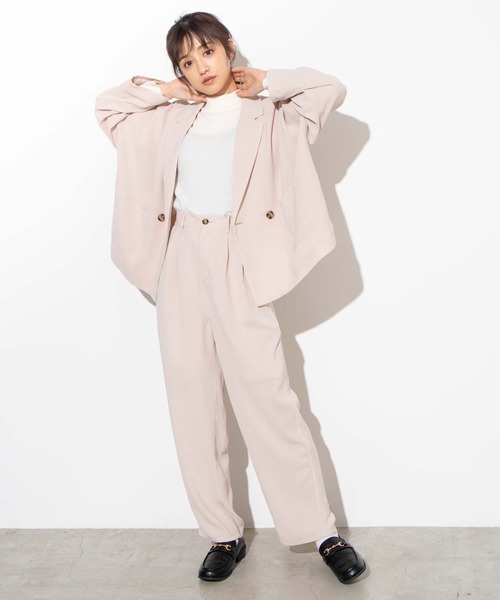 WEGO（ウィゴー）の「WEGO/セットアップワイドペグパンツ（スラックス・レディース・グレー系その他/ナチュラル・FREE）」の9枚目の写真