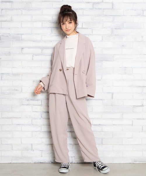 WEGO（ウィゴー）の「WEGO/セットアップワイドペグパンツ（スラックス・レディース・グレー系その他/ナチュラル・FREE）」の3枚目の写真