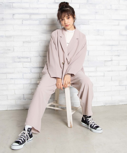 WEGO（ウィゴー）の「WEGO/セットアップワイドペグパンツ（スラックス・レディース・グレー系その他/ナチュラル・FREE）」の5枚目の写真