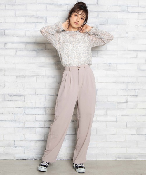 WEGO（ウィゴー）の「WEGO/セットアップワイドペグパンツ（スラックス・レディース・グレー系その他/ナチュラル・FREE）」の6枚目の写真