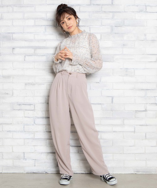 WEGO（ウィゴー）の「WEGO/セットアップワイドペグパンツ（スラックス・レディース・グレー系その他/ナチュラル・FREE）」の7枚目の写真