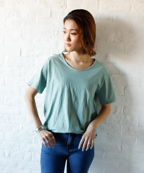 Auntie Rosa Holiday(アンティローザホリデー)の「シアースラブTシャツ(Tシャツ/カットソー・レディース・ホワイト/ブラック/ベージュ/ピンク/ライトグリーン・FREE)」の5枚目の写真
