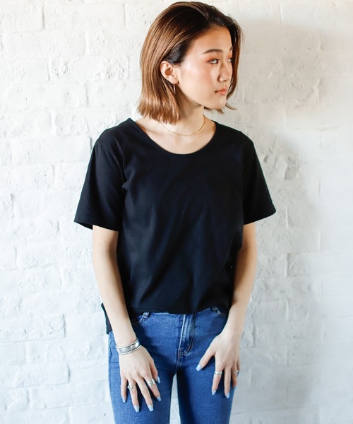Auntie Rosa Holiday(アンティローザホリデー)の「シアースラブTシャツ(Tシャツ/カットソー・レディース・ホワイト/ブラック/ベージュ/ピンク/ライトグリーン・FREE)」の3枚目の写真