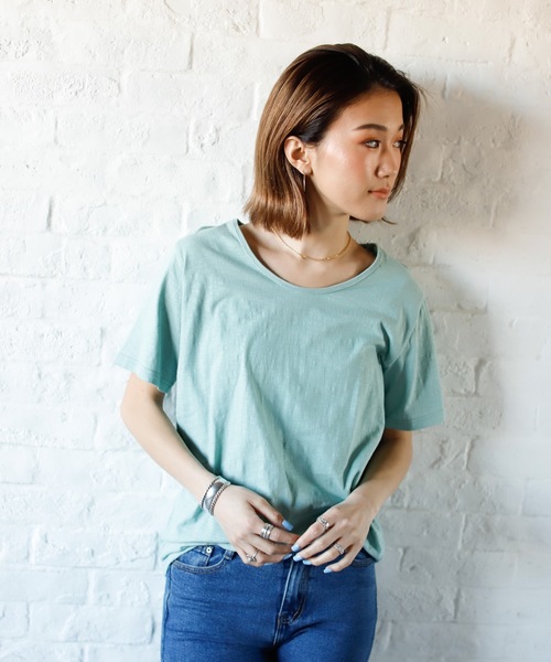 Auntie Rosa Holiday(アンティローザホリデー)の「シアースラブTシャツ(Tシャツ/カットソー・レディース・ホワイト/ブラック/ベージュ/ピンク/ライトグリーン・FREE)」の6枚目の写真