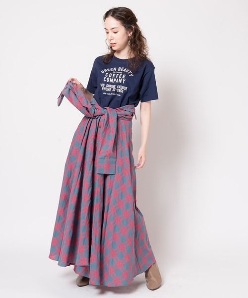 LAYMEE（レイミー）の「Holt shirts OP / ホルトシャツワンピース（シャツワンピース・レディース・ベージュ/ブルー系その他/ブラック×パープル・FREE）」の15枚目の写真