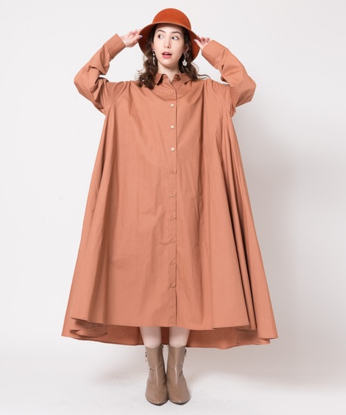 LAYMEE（レイミー）の「Holt shirts OP / ホルトシャツワンピース（シャツワンピース・レディース・ベージュ/ブルー系その他/ブラック×パープル・FREE）」の20枚目の写真