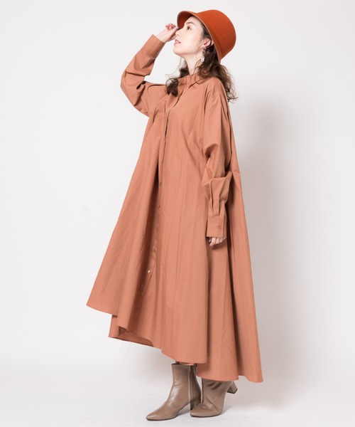 LAYMEE（レイミー）の「Holt shirts OP / ホルトシャツワンピース（シャツワンピース・レディース・ベージュ/ブルー系その他/ブラック×パープル・FREE）」の11枚目の写真