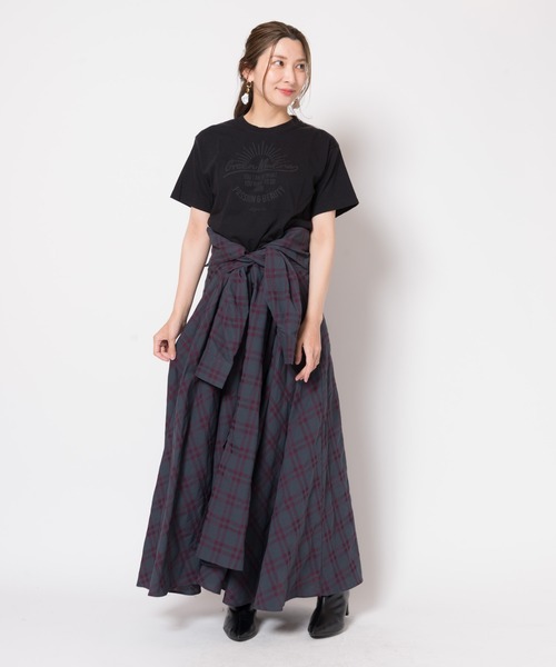 LAYMEE（レイミー）の「Holt shirts OP / ホルトシャツワンピース（シャツワンピース・レディース・ベージュ/ブルー系その他/ブラック×パープル・FREE）」の21枚目の写真