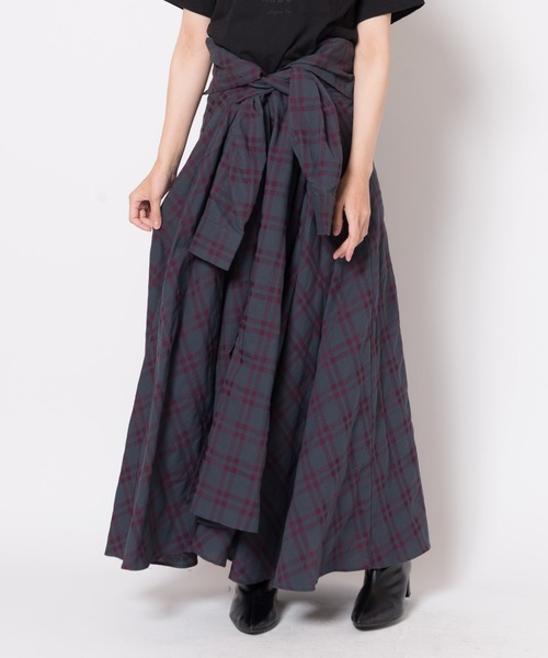 LAYMEE（レイミー）の「Holt shirts OP / ホルトシャツワンピース（シャツワンピース・レディース・ベージュ/ブルー系その他/ブラック×パープル・FREE）」の12枚目の写真