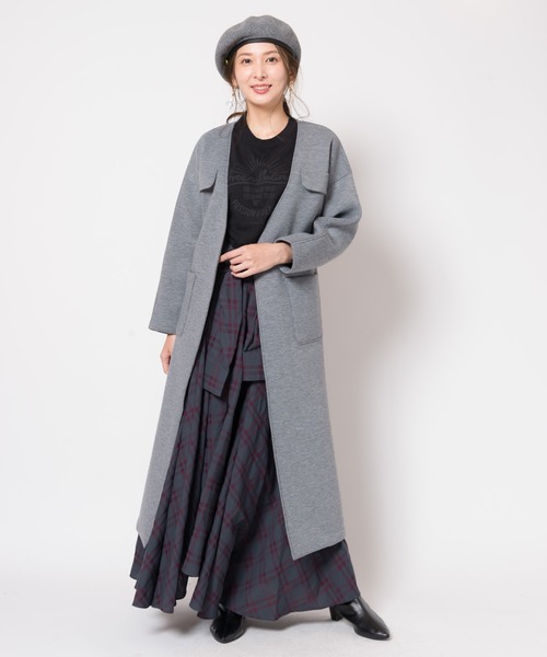 LAYMEE（レイミー）の「Holt shirts OP / ホルトシャツワンピース（シャツワンピース・レディース・ベージュ/ブルー系その他/ブラック×パープル・FREE）」の7枚目の写真