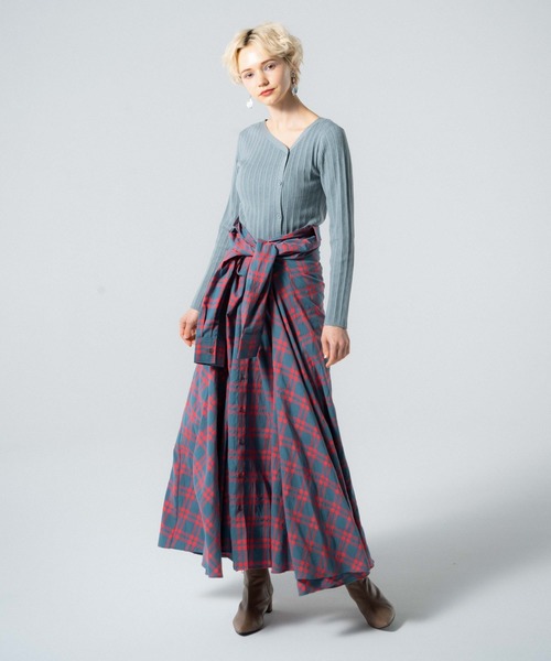 LAYMEE（レイミー）の「Holt shirts OP / ホルトシャツワンピース（シャツワンピース・レディース・ベージュ/ブルー系その他/ブラック×パープル・FREE）」の22枚目の写真