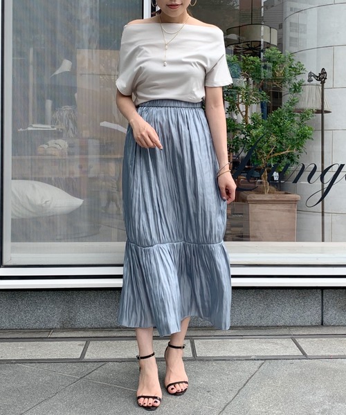 LOUNGEDRESS(ラウンジドレス)の「ラスターティアードスカート(スカート・レディース・ピンクベージュ/グレー・FREE)」の9枚目の写真