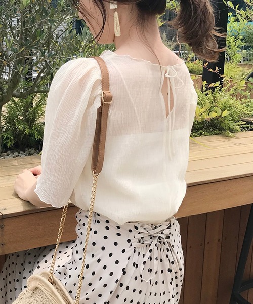 one after another NICE CLAUP（ワンアフターアナザーナイスクラップ）の「シアープリーツブラウス(キャミセット)（シャツ/ブラウス・レディース・オフホワイト/アイボリー/ブルーグレー/モカ/ブラック・FREE）」の13枚目の写真