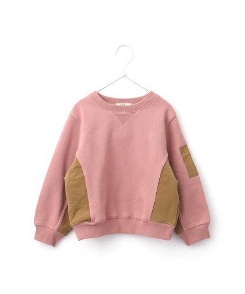 MAKE YOUR DAY（メイクユアデイ）の「MA-1切替両面起毛トレーナー■80～140cm（スウェット・キッズ・チャコールグレー/ピンク/グリーン・90/100/130/140/110/120/80）」の3枚目の写真