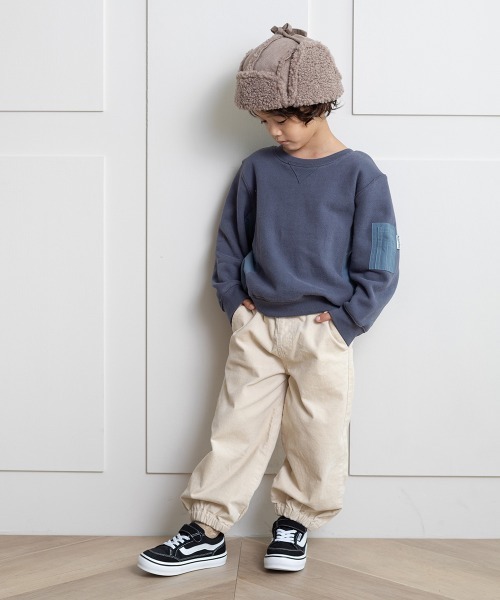 MAKE YOUR DAY（メイクユアデイ）の「MA-1切替両面起毛トレーナー■80～140cm（スウェット・キッズ・チャコールグレー/ピンク/グリーン・90/100/130/140/110/120/80）」の6枚目の写真