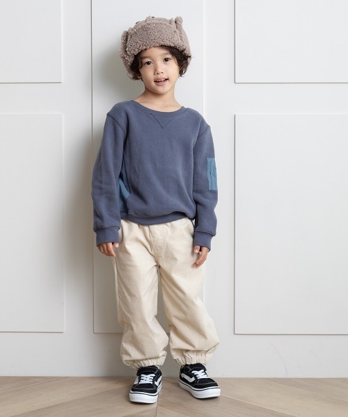 MAKE YOUR DAY（メイクユアデイ）の「MA-1切替両面起毛トレーナー■80～140cm（スウェット・キッズ・チャコールグレー/ピンク/グリーン・90/100/130/140/110/120/80）」の5枚目の写真