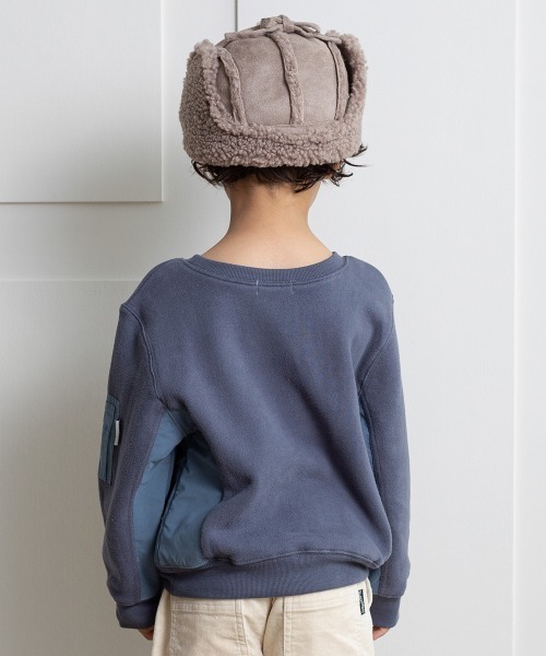 MAKE YOUR DAY（メイクユアデイ）の「MA-1切替両面起毛トレーナー■80～140cm（スウェット・キッズ・チャコールグレー/ピンク/グリーン・90/100/130/140/110/120/80）」の4枚目の写真