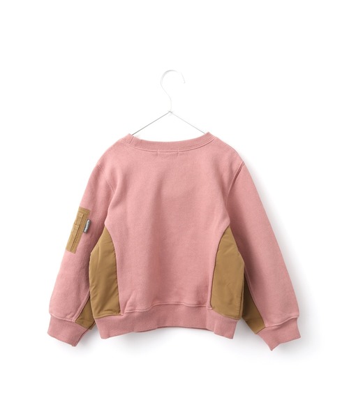 MAKE YOUR DAY（メイクユアデイ）の「MA-1切替両面起毛トレーナー■80～140cm（スウェット・キッズ・チャコールグレー/ピンク/グリーン・90/100/130/140/110/120/80）」の10枚目の写真