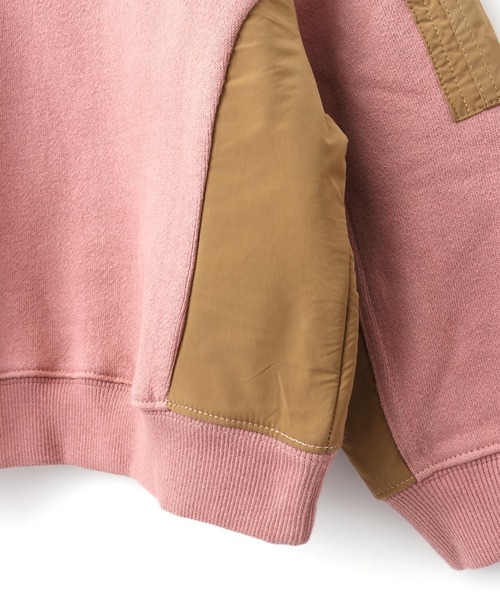 MAKE YOUR DAY（メイクユアデイ）の「MA-1切替両面起毛トレーナー■80～140cm（スウェット・キッズ・チャコールグレー/ピンク/グリーン・90/100/130/140/110/120/80）」の14枚目の写真