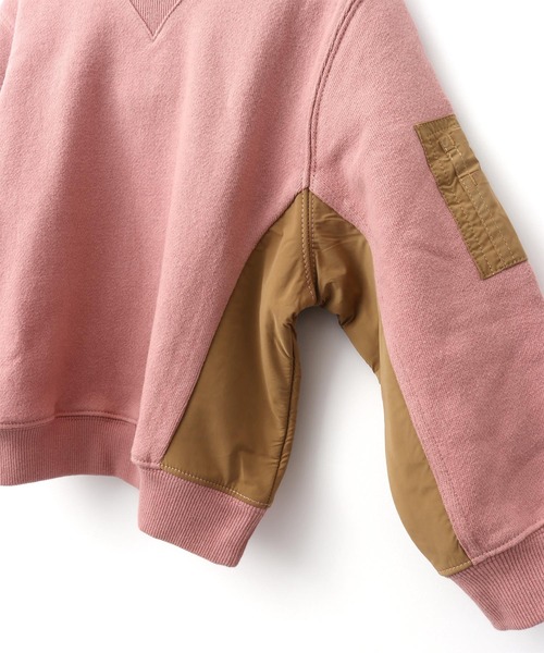 MAKE YOUR DAY（メイクユアデイ）の「MA-1切替両面起毛トレーナー■80～140cm（スウェット・キッズ・チャコールグレー/ピンク/グリーン・90/100/130/140/110/120/80）」の16枚目の写真