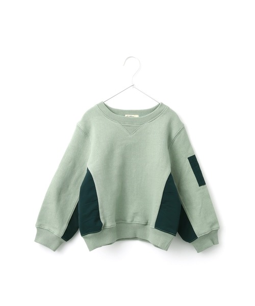 MAKE YOUR DAY（メイクユアデイ）の「MA-1切替両面起毛トレーナー■80～140cm（スウェット・キッズ・チャコールグレー/ピンク/グリーン・90/100/130/140/110/120/80）」の20枚目の写真