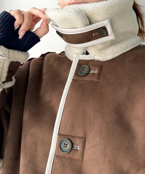 classicalelf（クラシカルエルフ）の「シーズンムードたっぷり 2wayリバーシブルボア＆スエードブルゾン（ムートンコート・レディース・アイボリー/ブラック/ベージュ/ブラウン・LARGE/MEDIUM/X-LARGE/SMALL）」の14枚目の写真