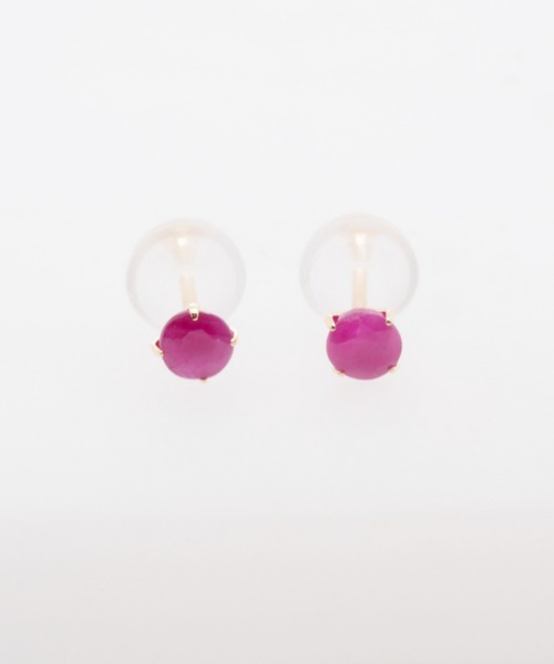 sowi（ソーイ）の「K10　誕生石　天然石　スタッド　ピアス　全4種類（ピアス（両耳用）・レディース・ピンク/レッド/ネイビー/グリーン・ﾌﾘ-）」の14枚目の写真