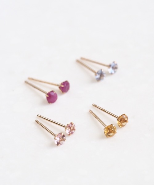 sowi（ソーイ）の「K10　誕生石　天然石　スタッド　ピアス　全4種類（ピアス（両耳用）・レディース・ピンク/レッド/ネイビー/グリーン・ﾌﾘ-）」の16枚目の写真