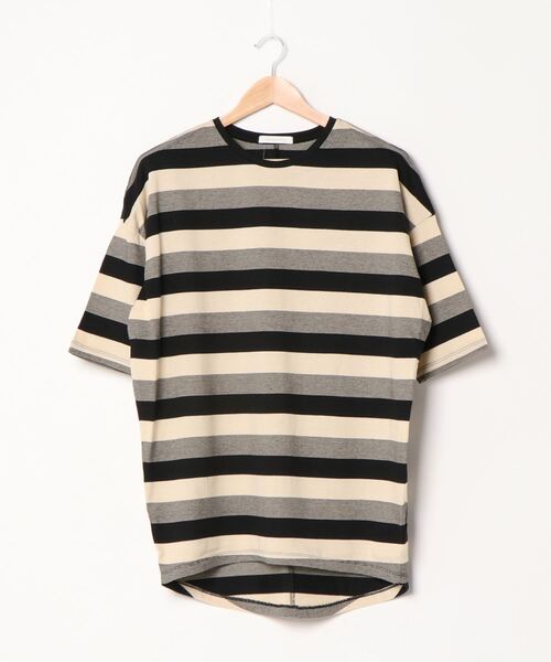 AMERICAN HOLIC（アメリカンホリック）の「マルチボーダーカットチュニック1 ＊（Tシャツ/カットソー・レディース・ブラック/ネイビー・FREE）」の4枚目の写真